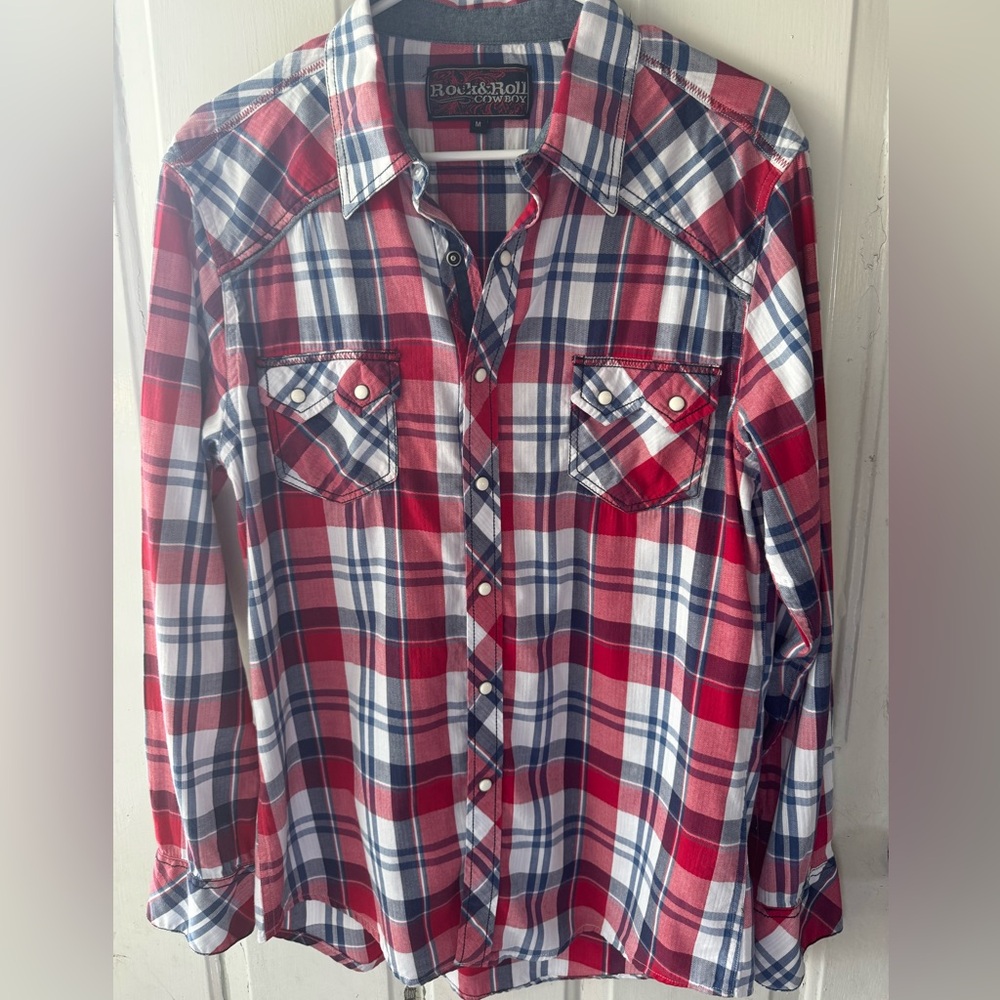 Rock & Roll Men's Red and Blue Checkered Shirt